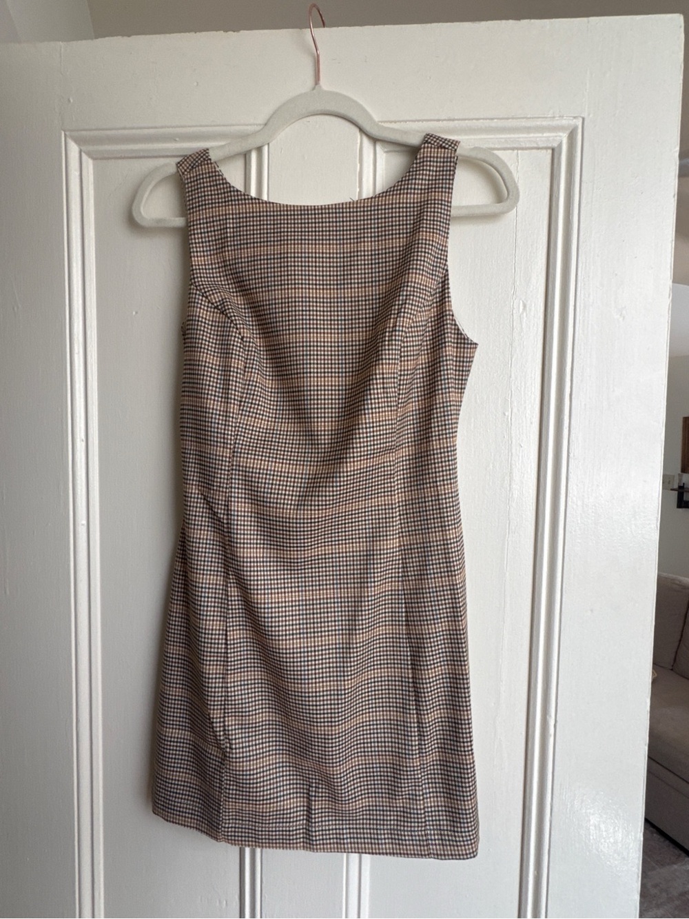 VICI Beige Plaid Sleeveless Mini Dress - Picture 4 of 4